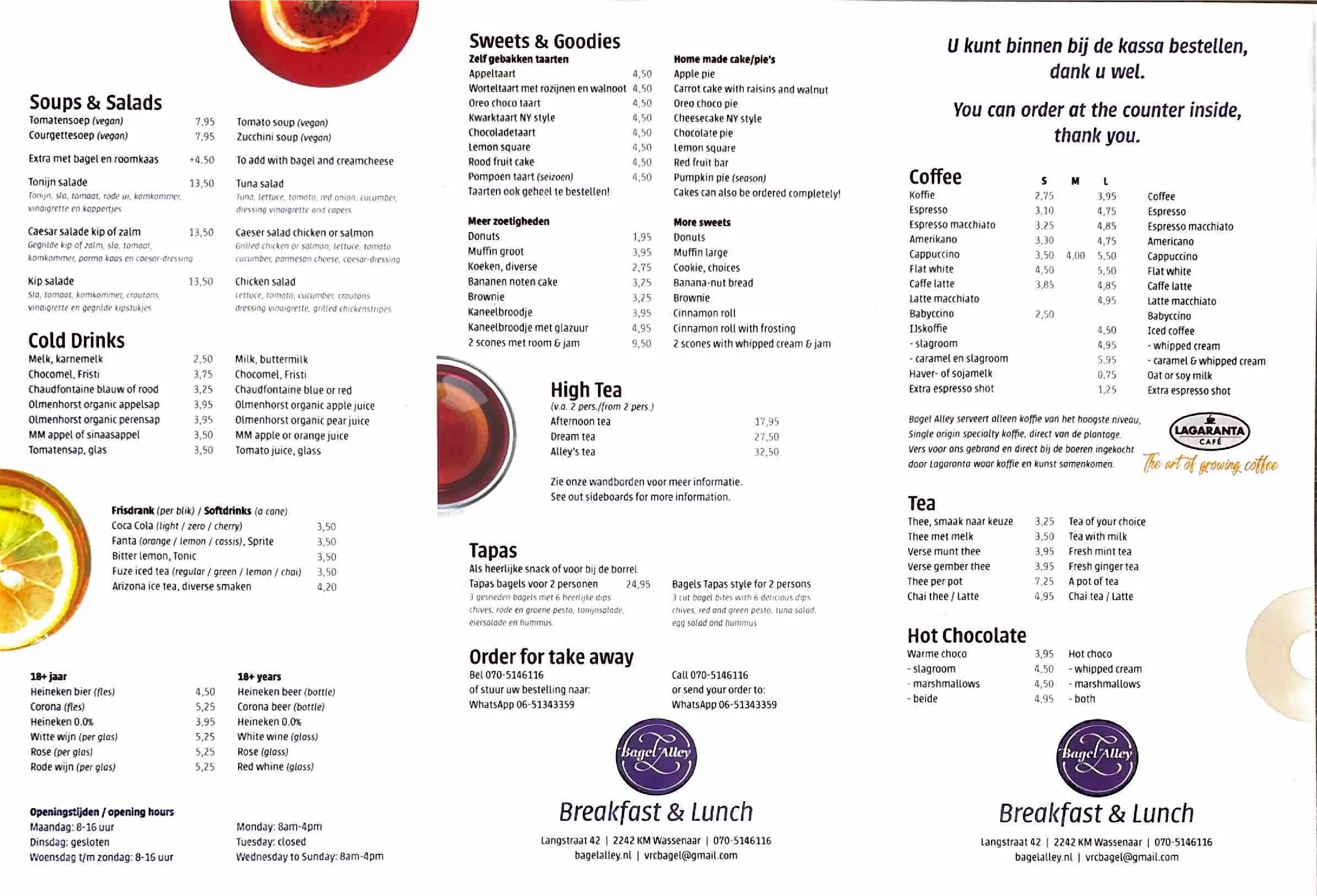 Menukaart Bagel Alley, pagina 2